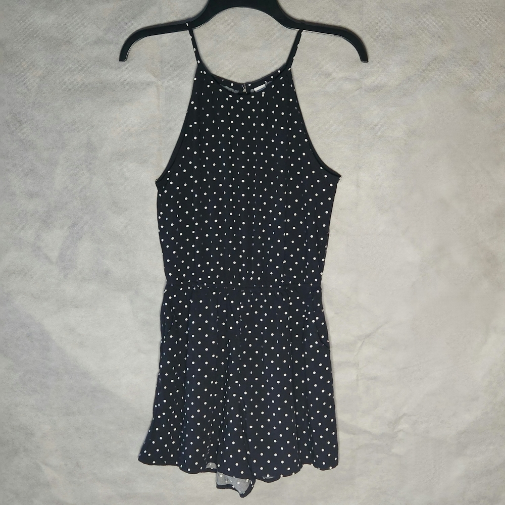 Old Navy Polka Dot Sleeveless Romper Black And White Allover Polka Dot Pattern